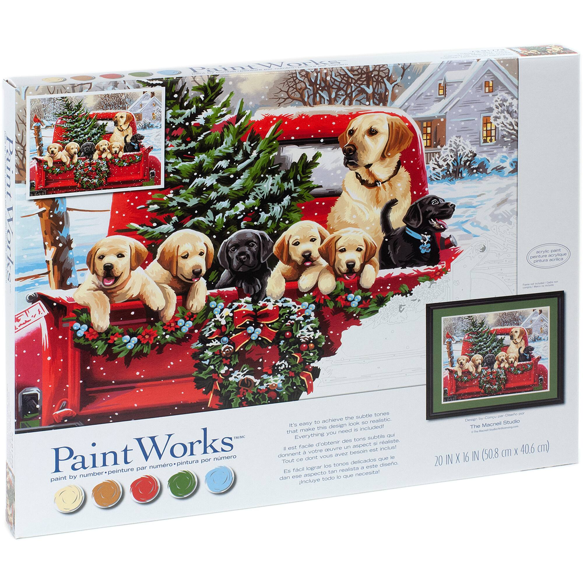 Dimensions® PaintWorks™ Paint-by-Number Kit, Holiday Puppy Truck